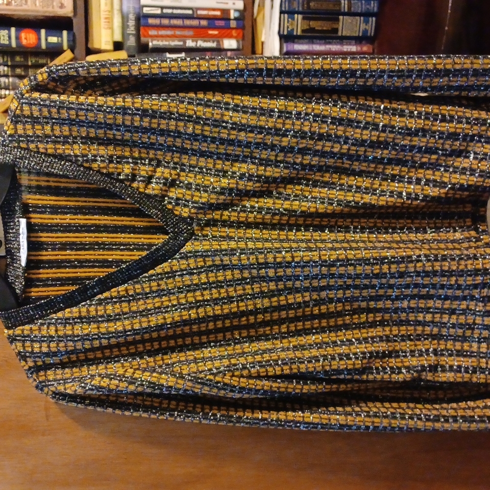 Zara Metallic black and yellow sweater, size M